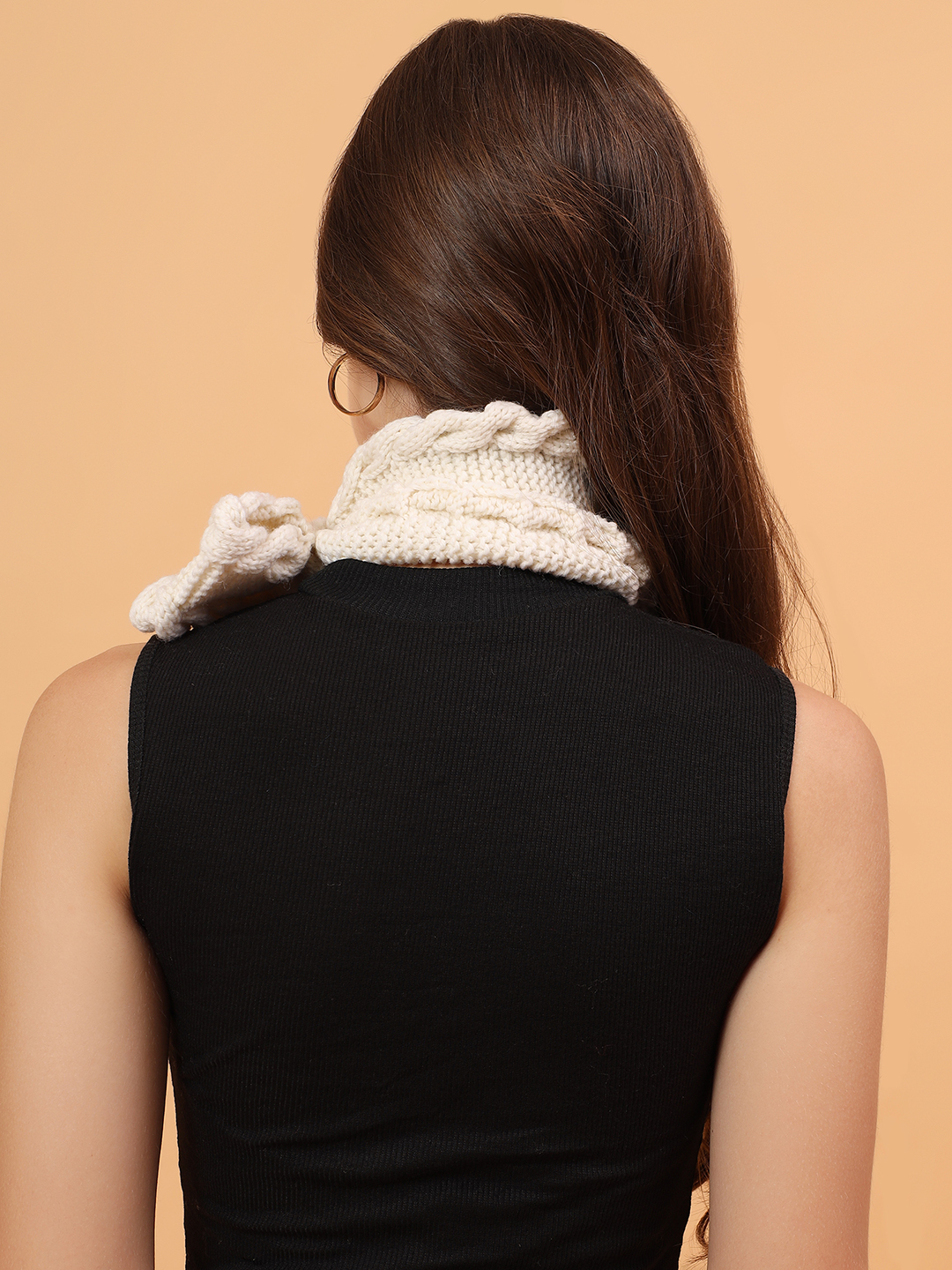 Velvery Merino Sustainable Cable Knit Neckwarmer - Cream