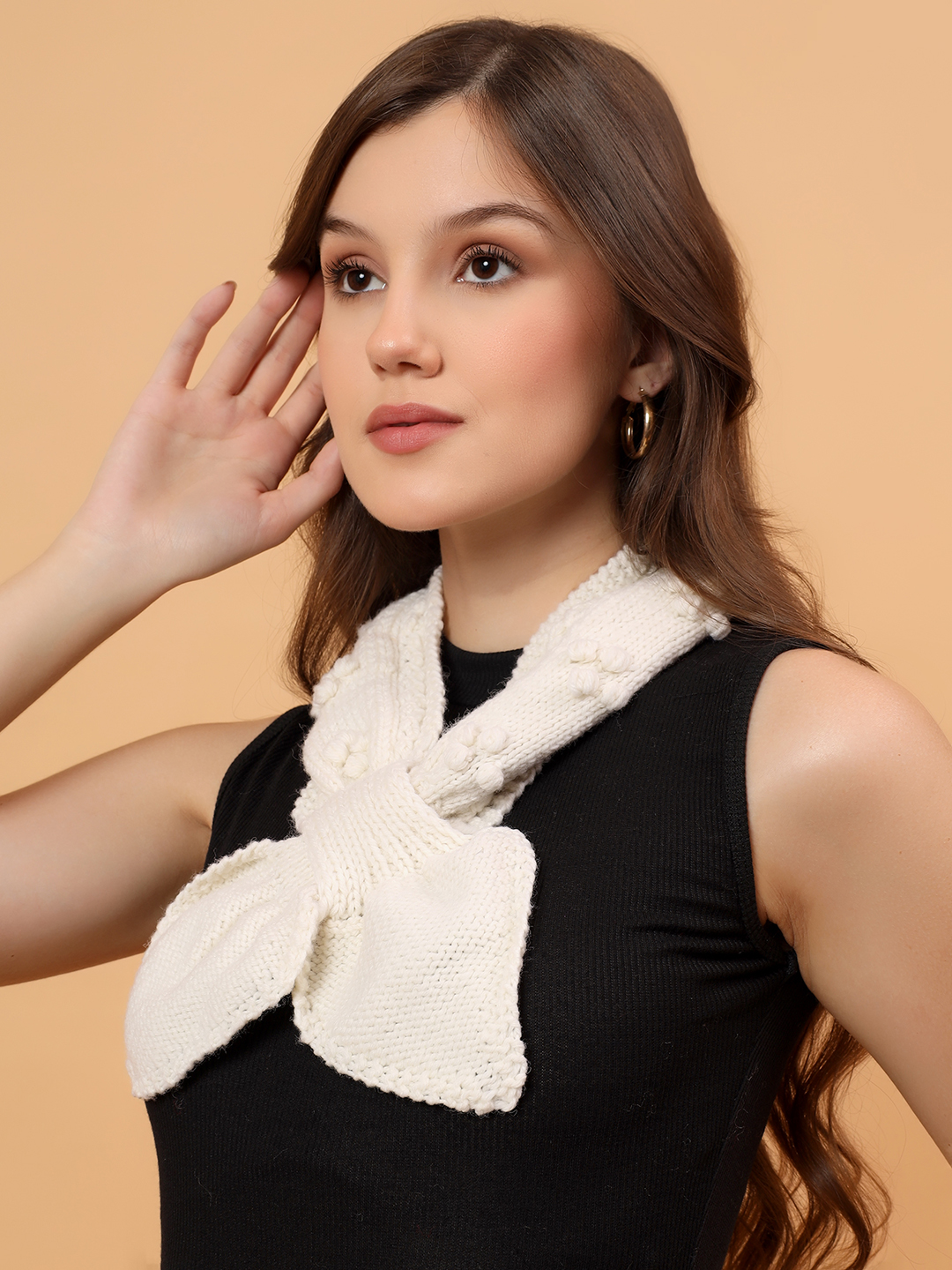 Velvery Merino Sustainable Self Design Neckwarmer - Cream