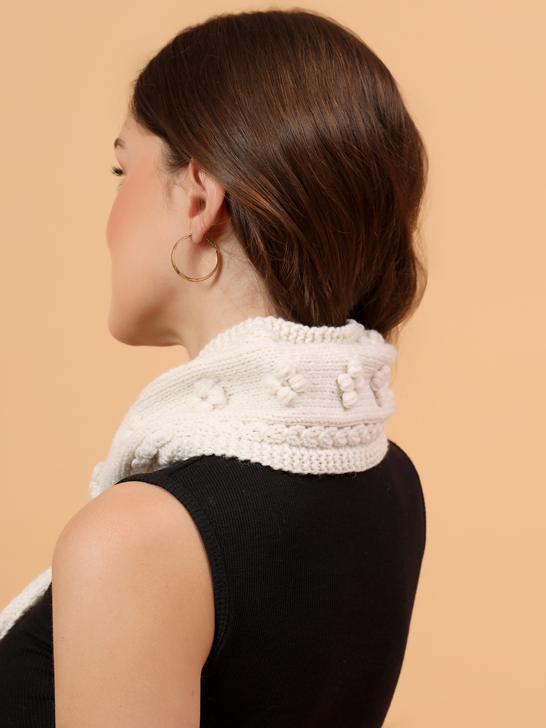 Velvery Merino Sustainable Self Design Neckwarmer - Cream