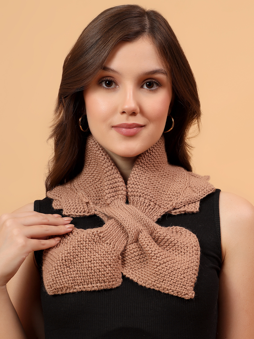 Velvery Merino Sustainable Self Design Neckwarmer - Beige