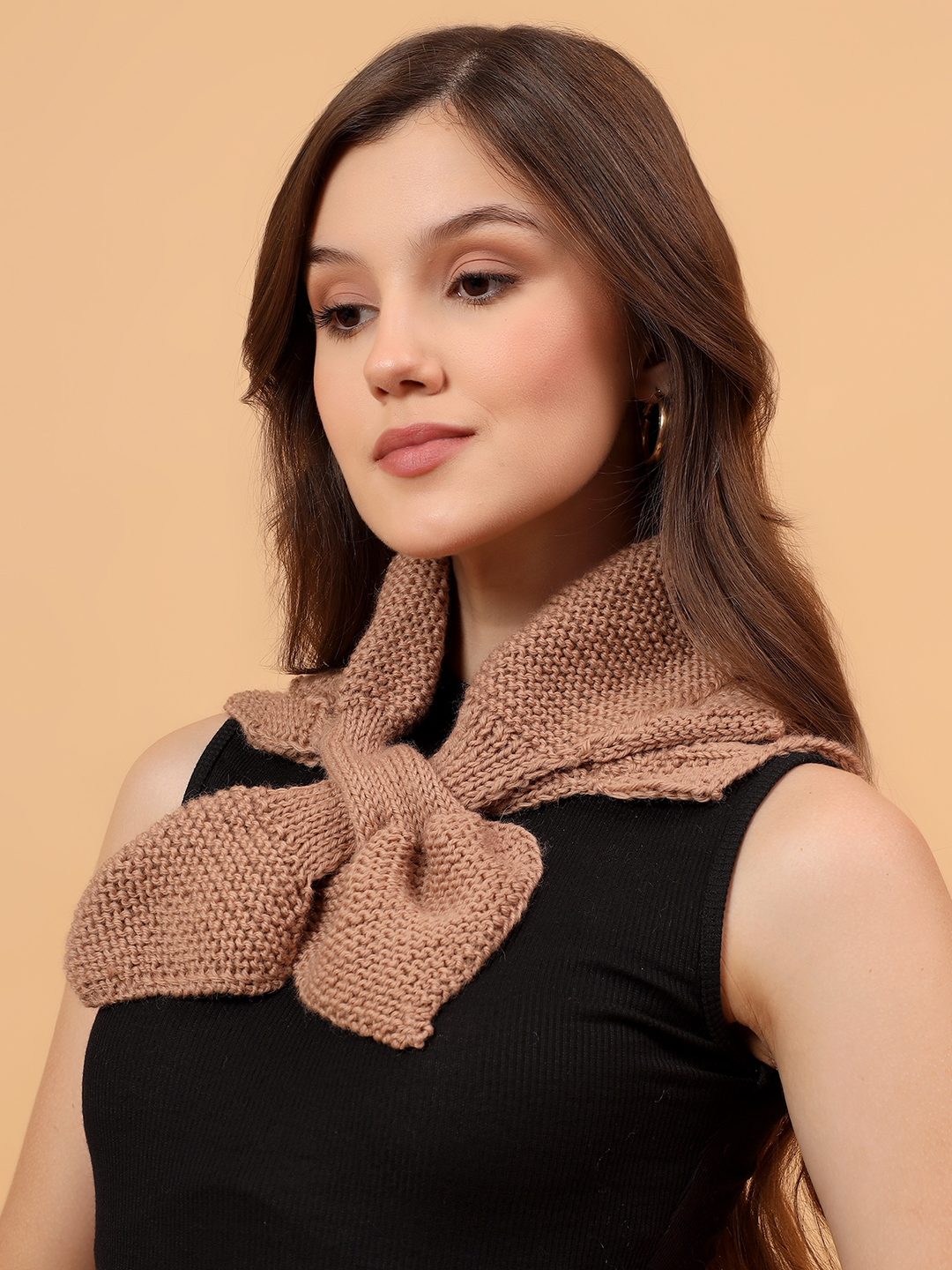 Velvery Merino Sustainable Self Design Neckwarmer - Beige