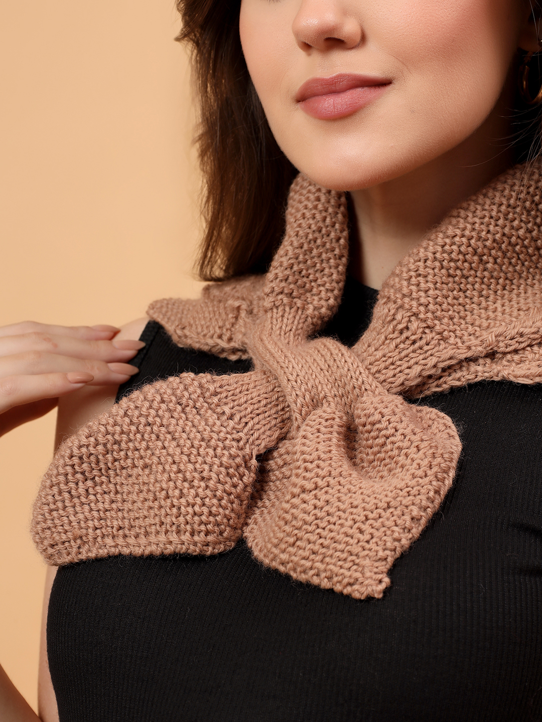 Velvery Merino Sustainable Self Design Neckwarmer - Beige