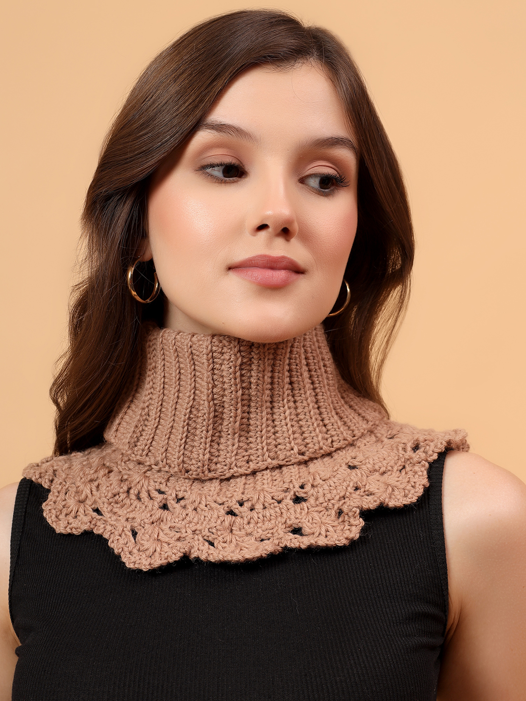 Velvery Merino Sustainable Self Design Neckwarmer - Beige
