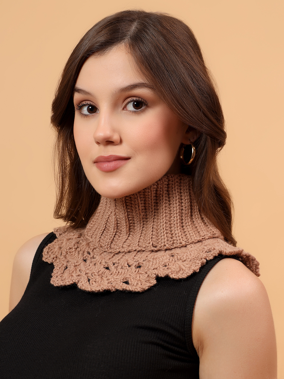 Velvery Merino Sustainable Self Design Neckwarmer - Beige