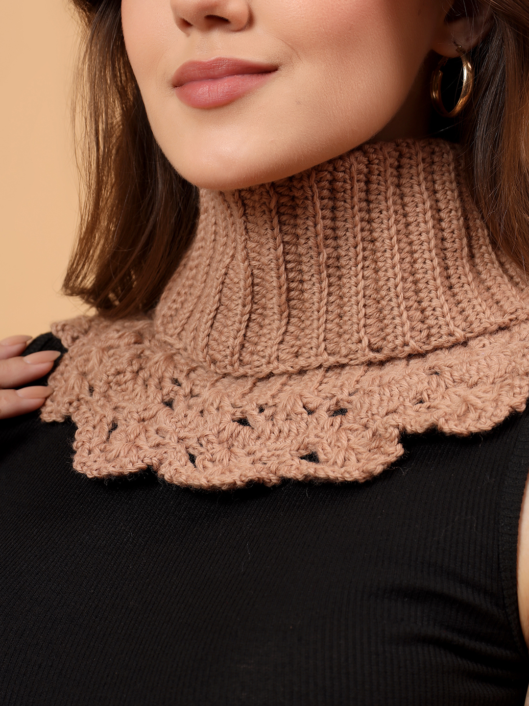 Velvery Merino Sustainable Self Design Neckwarmer - Beige