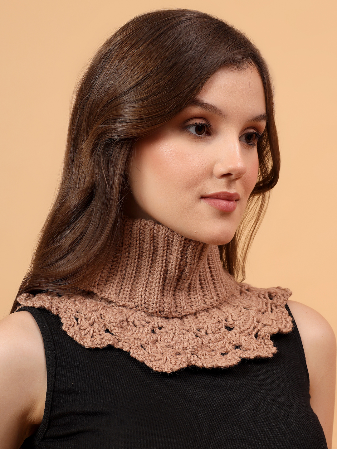 Velvery Merino Sustainable Self Design Neckwarmer - Beige