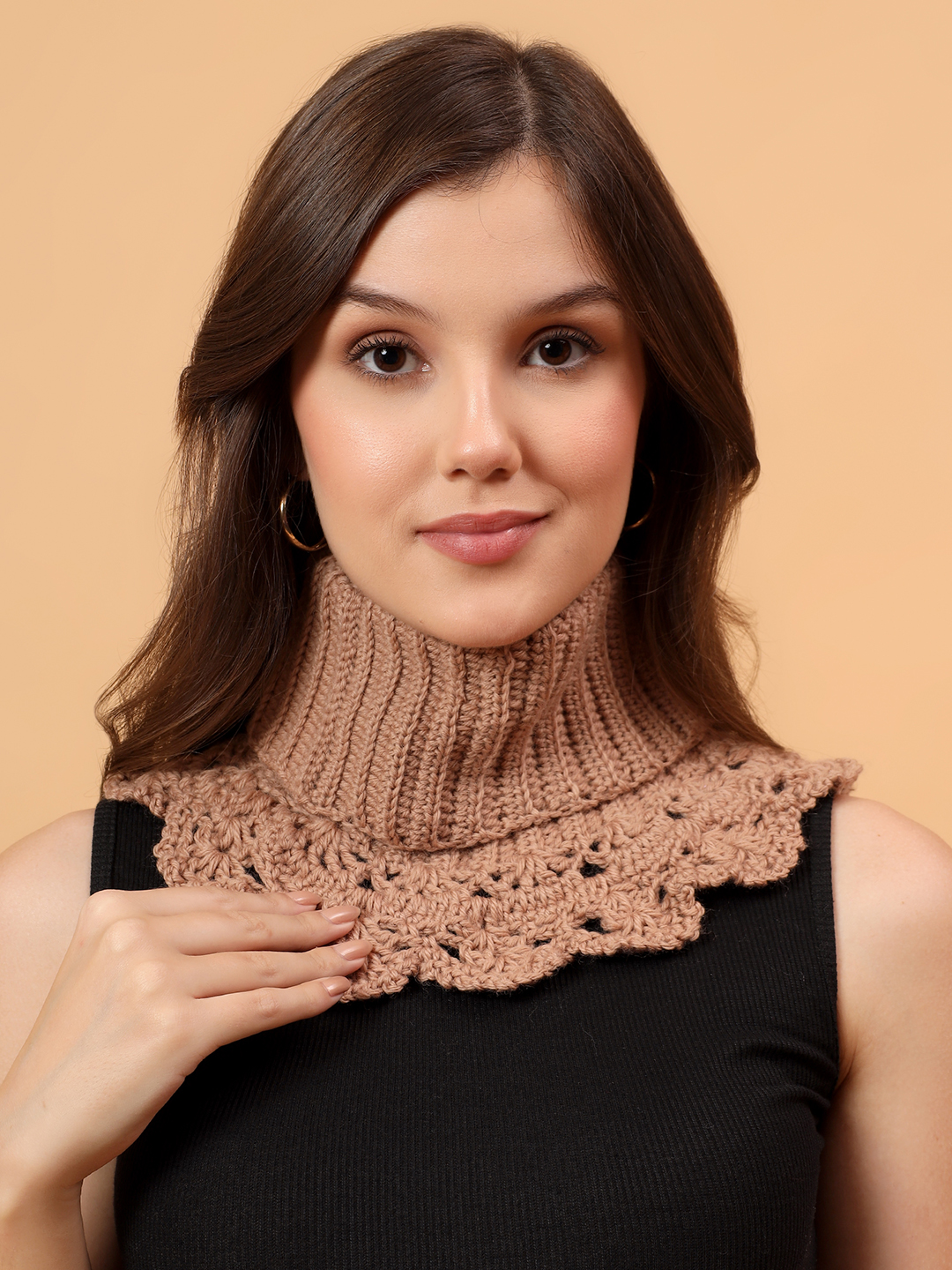 Velvery Merino Sustainable Self Design Neckwarmer - Beige