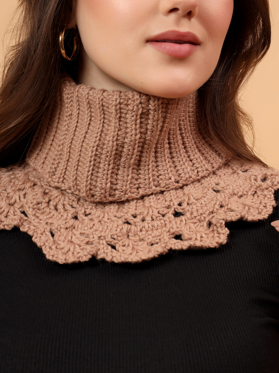 Velvery Merino Sustainable Self Design Neckwarmer - Beige