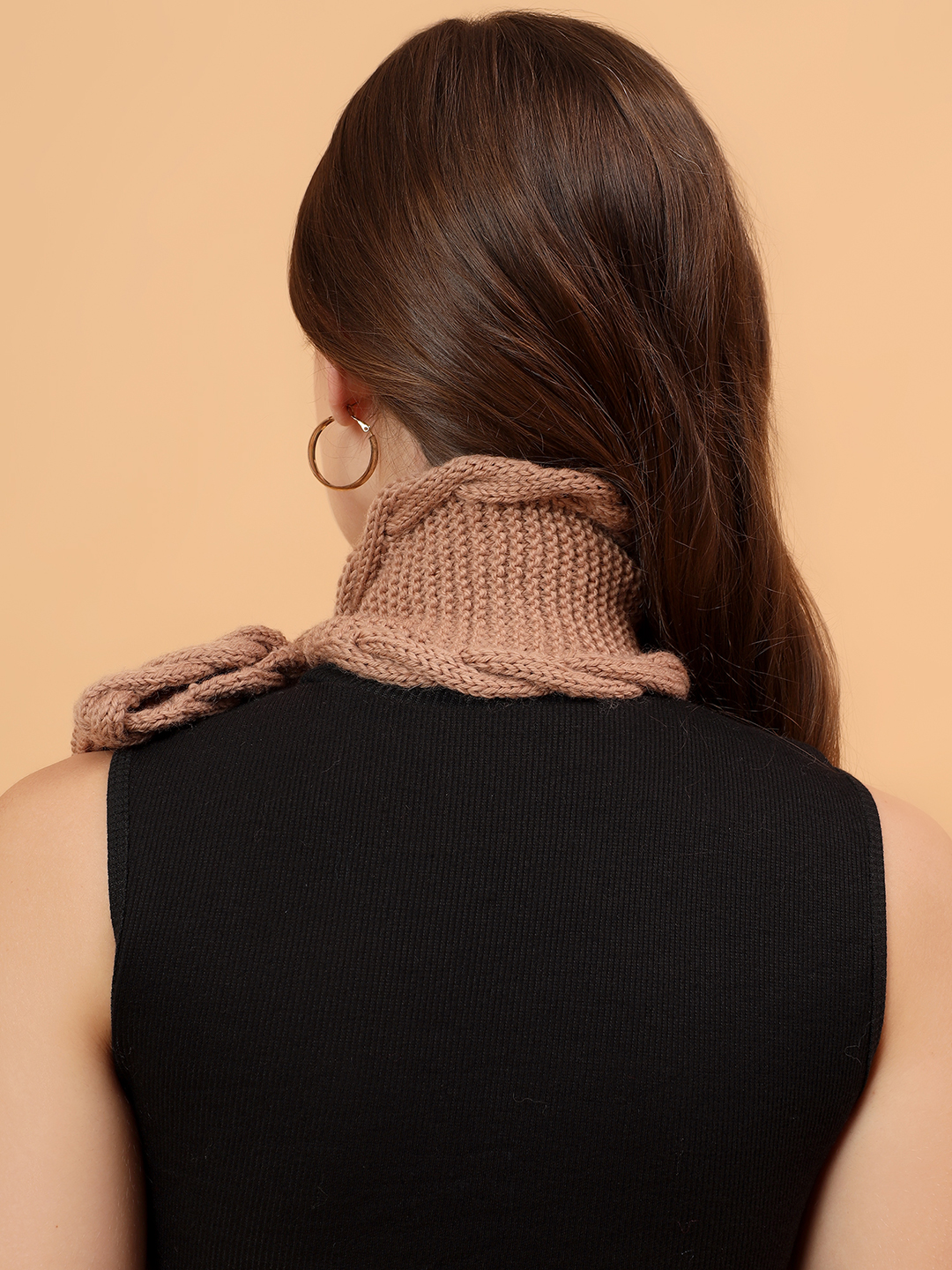 Velvery Merino Sustainable Cable Knit Neckwarmer - Beige