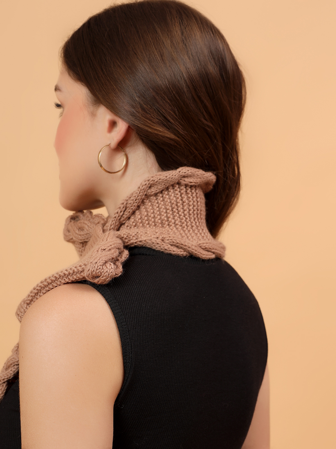 Velvery Merino Sustainable Cable Knit Neckwarmer - Beige