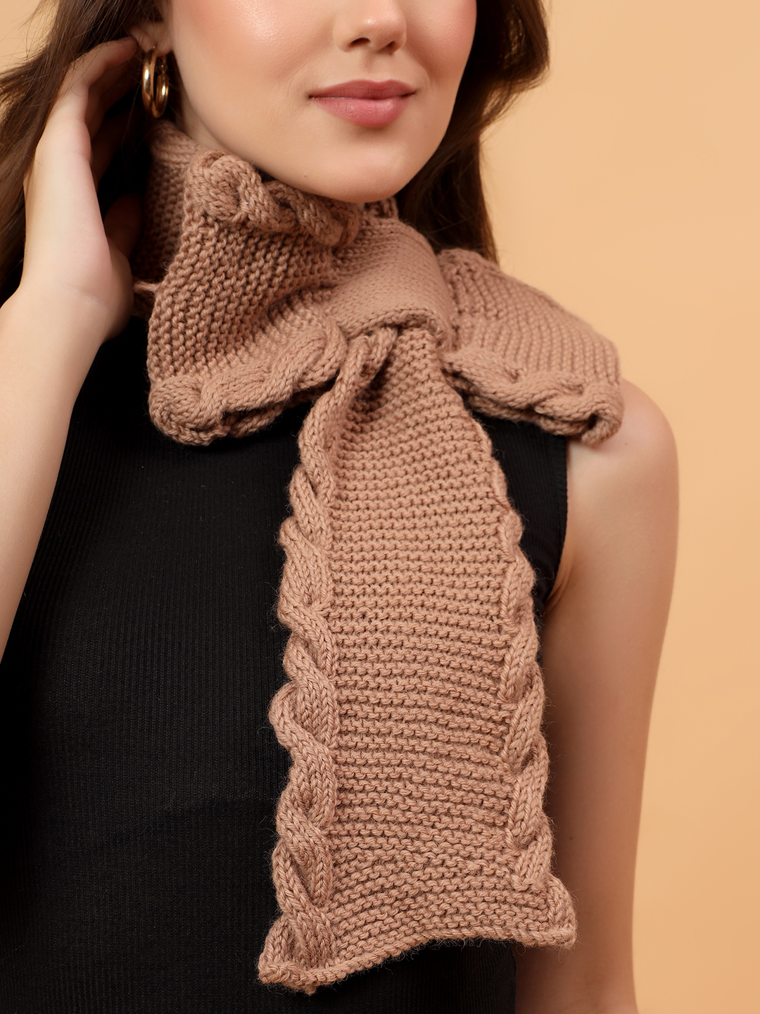 Velvery Merino Sustainable Cable Knit Neckwarmer - Beige