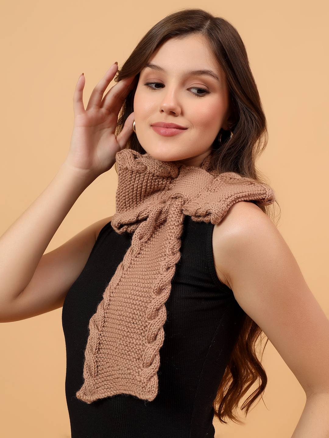 Velvery Merino Sustainable Cable Knit Neckwarmer - Beige
