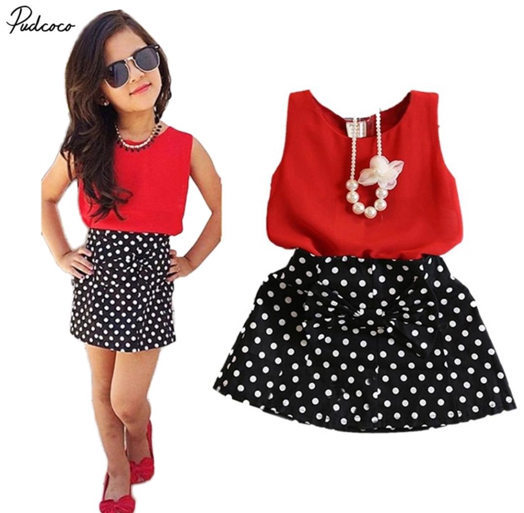 Polka Pattern SKirt Top Set