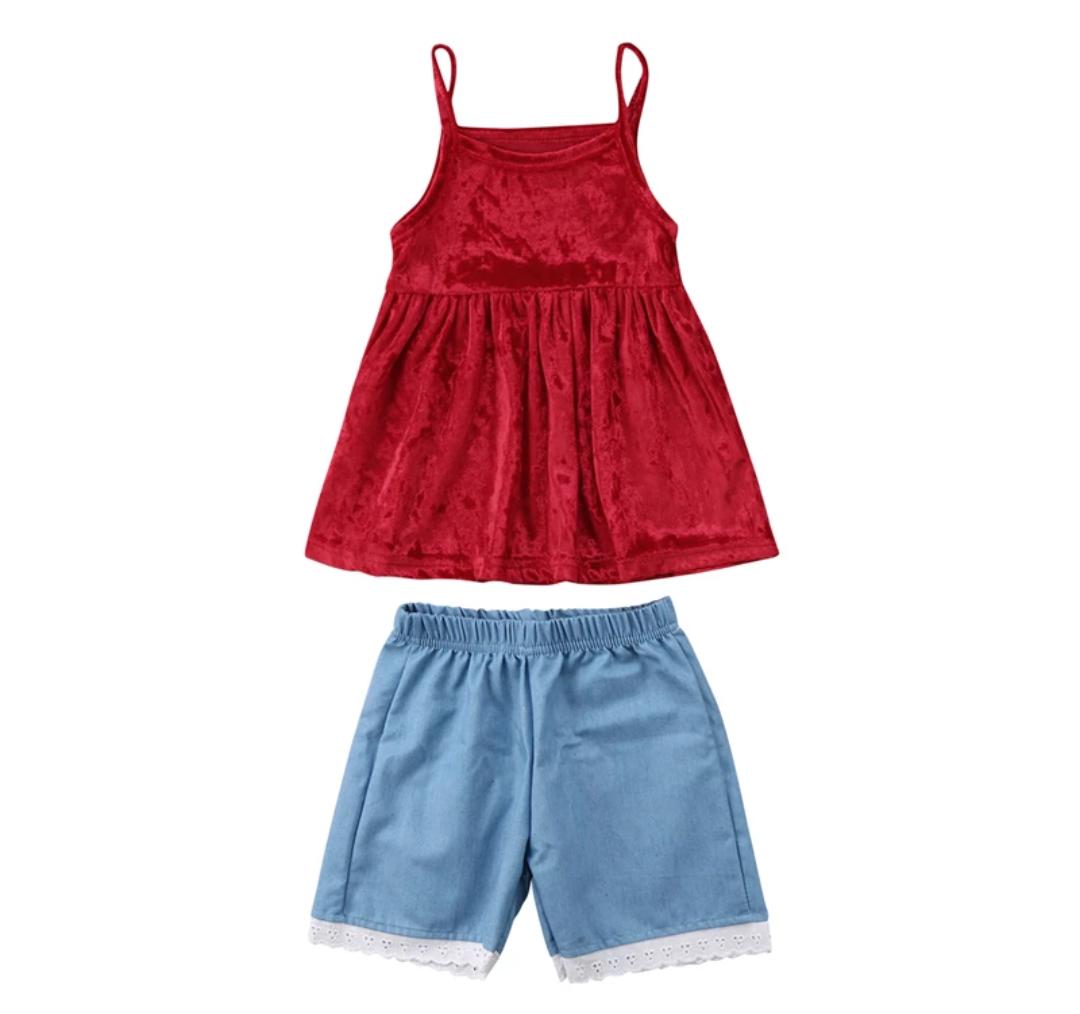 Pretty Red Velvet with Cotton Short