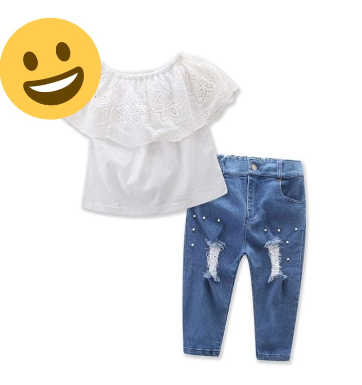 Pretty White Lace Top With Denim Jeans