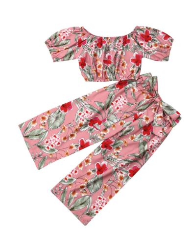 Printed Red Crop Top with Palazzo