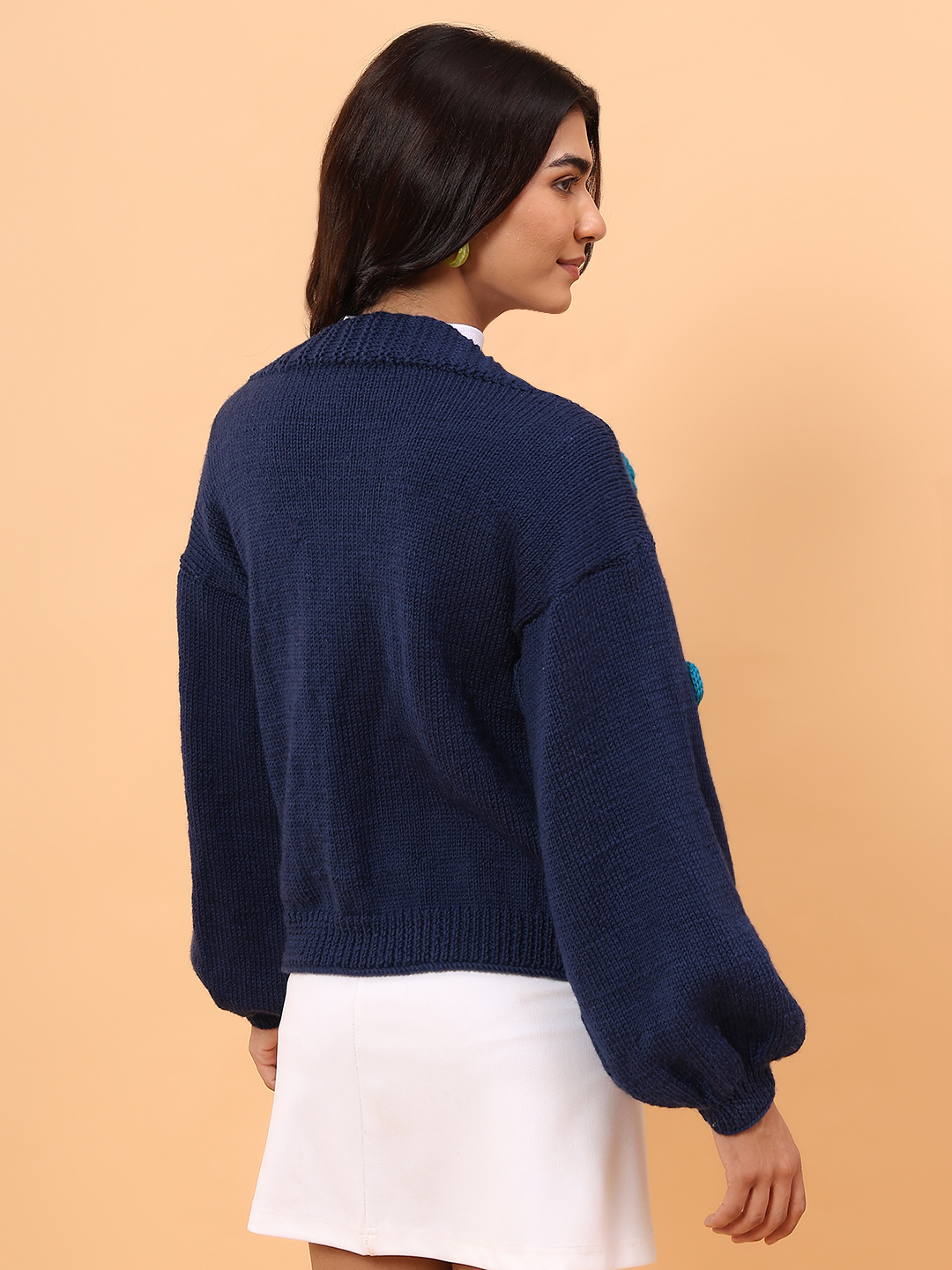 Velvery Merino Sustainable Butterfly Handknitted Sweater - Blue