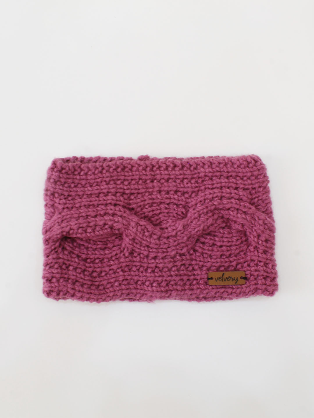 Velvery Handmade Womens Cable Design Headwrap-Purple