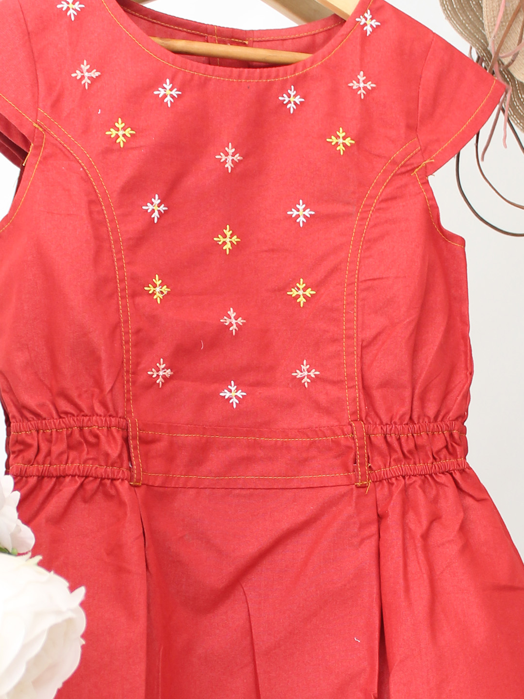 Qvink Embroidered Dress  Red