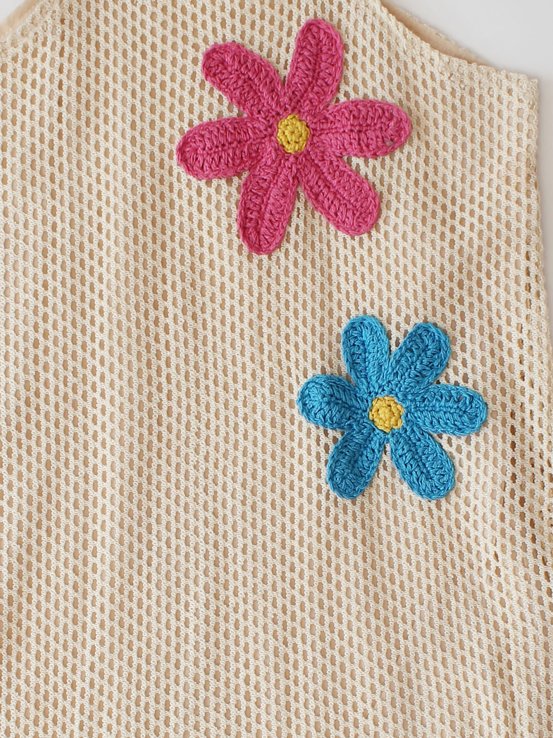 Qvink Crochet Floral Applique Dress  Cream