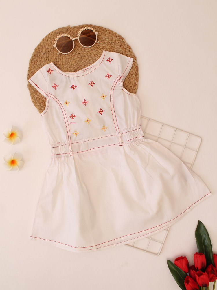 Image of Qvink Embroidered Summer Dress - White