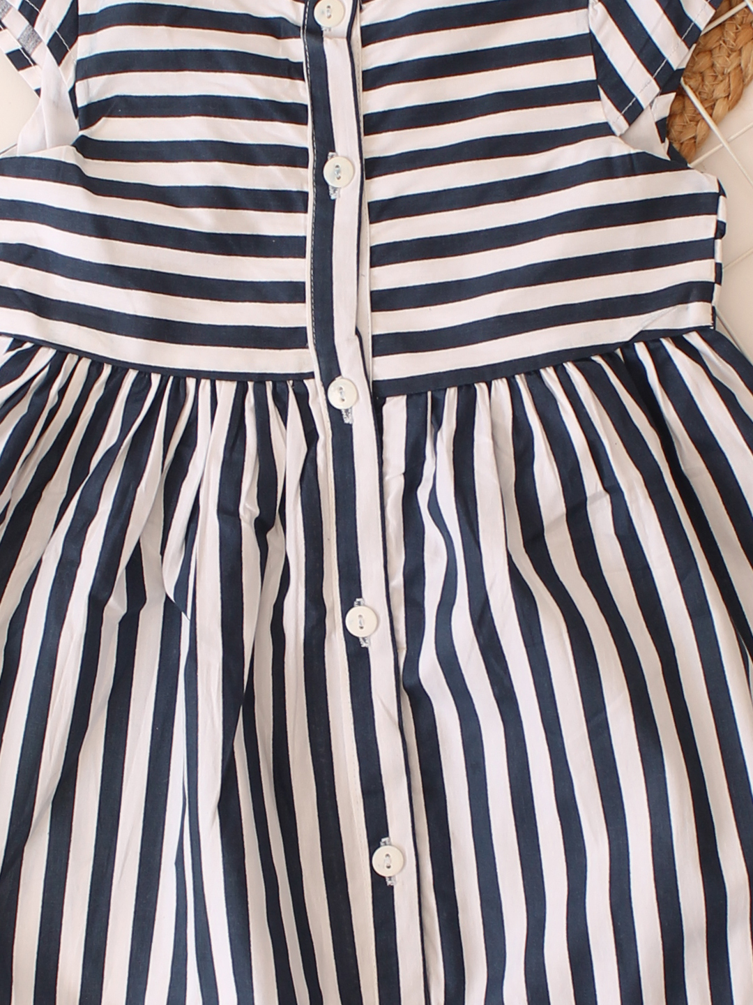 Qvink Front Button Striped Dress - Blue
