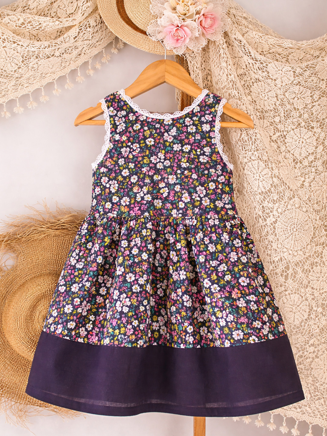 Qvink Floral Printed Dress  Navy