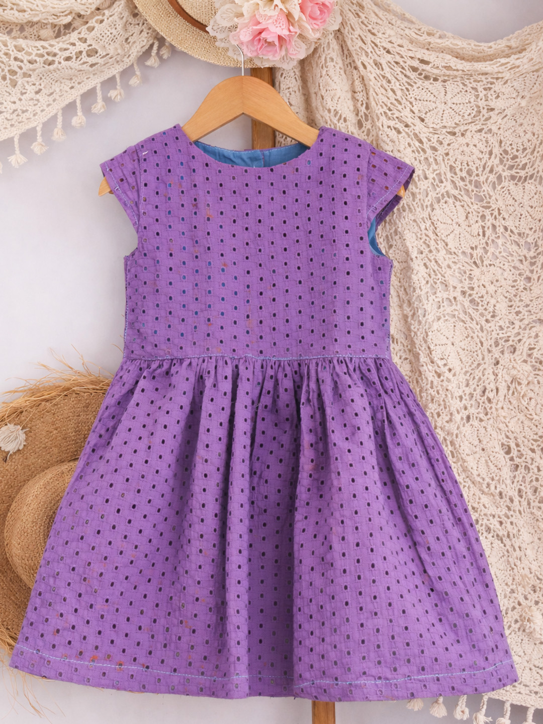 Qvink Schiffli Casual Dress - Purple