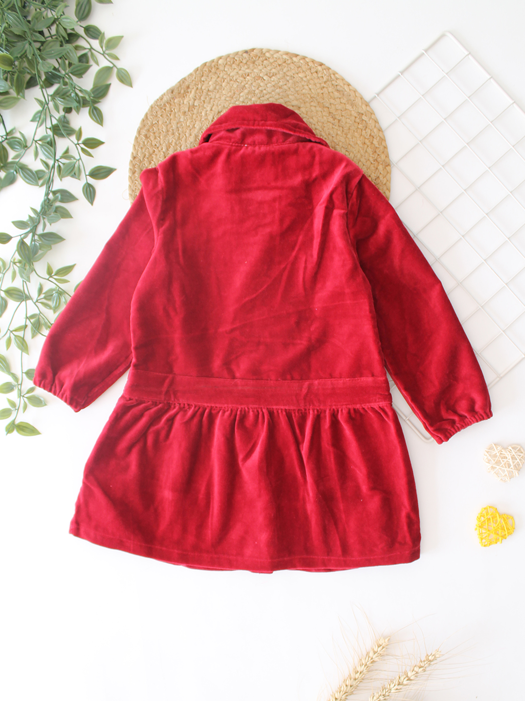 Qvink Corduroy Pocket Detailed Shirt Collar Dress  Red