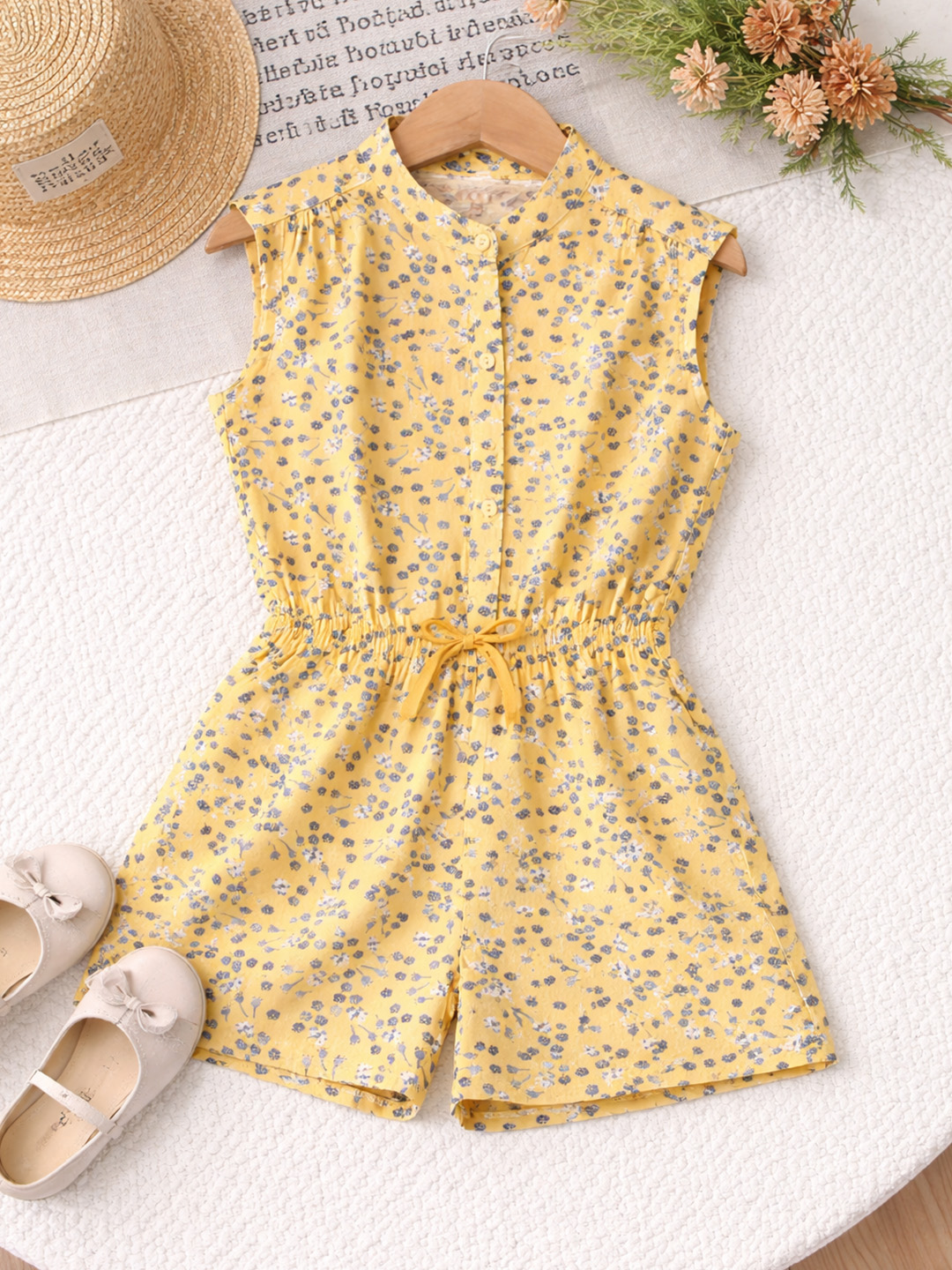 Qvink Floral Printed Playsuit  Yellow