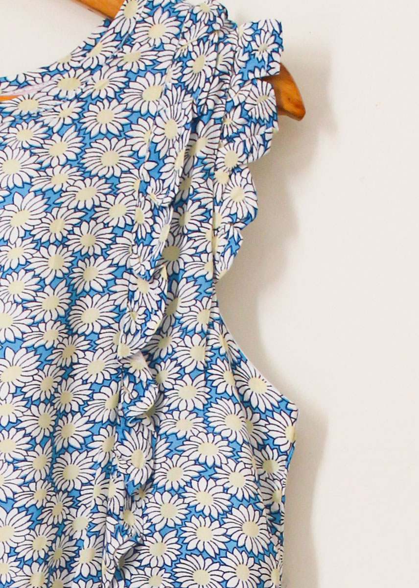 Qvink Floral Printed Casual Dress  Blue