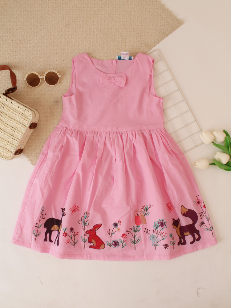 Image of Qvink Animal Printed Bow Detailed Dress - Pink