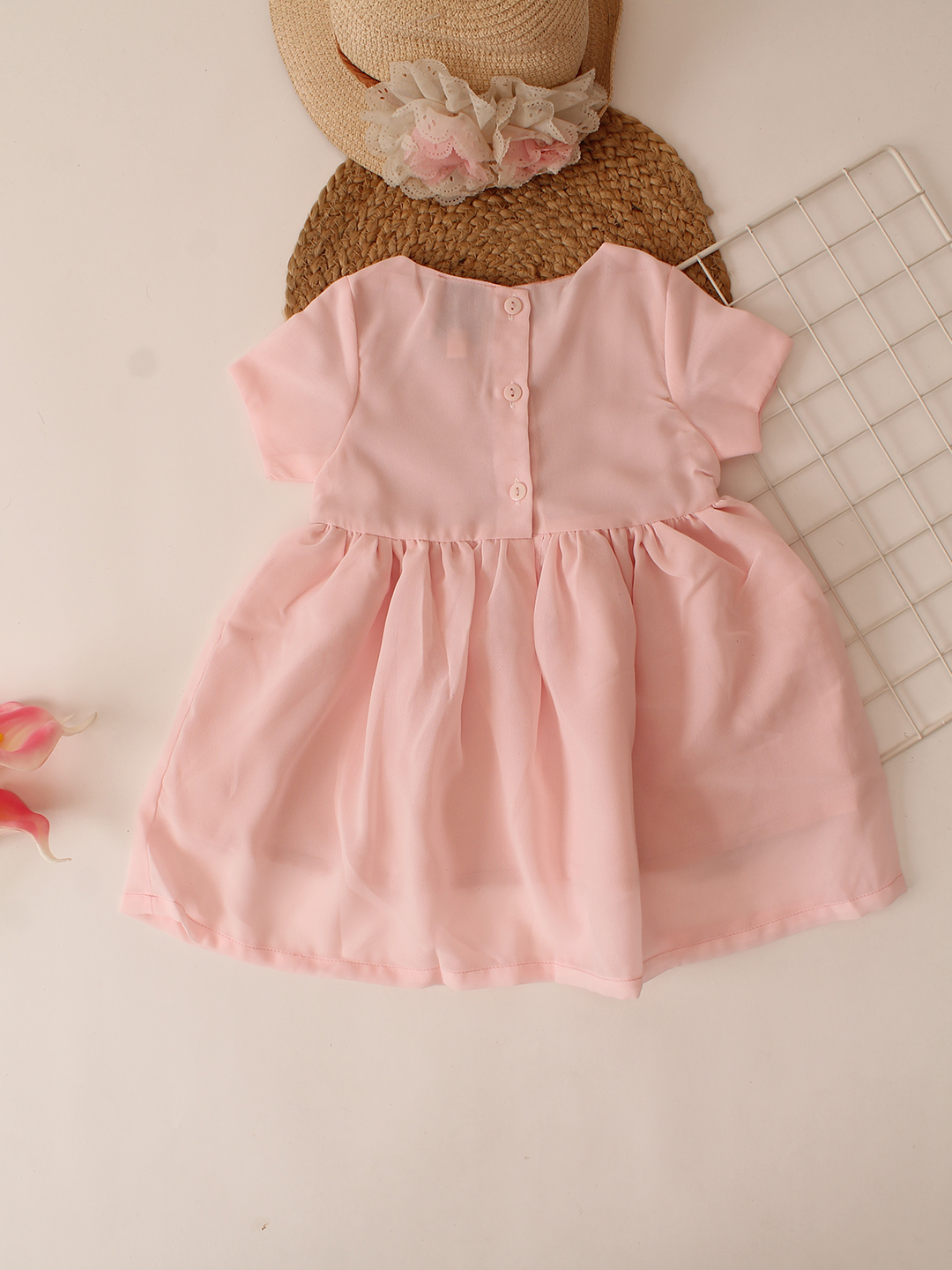 Qvink Georgette Bow Detailed Causal Dress  Pink