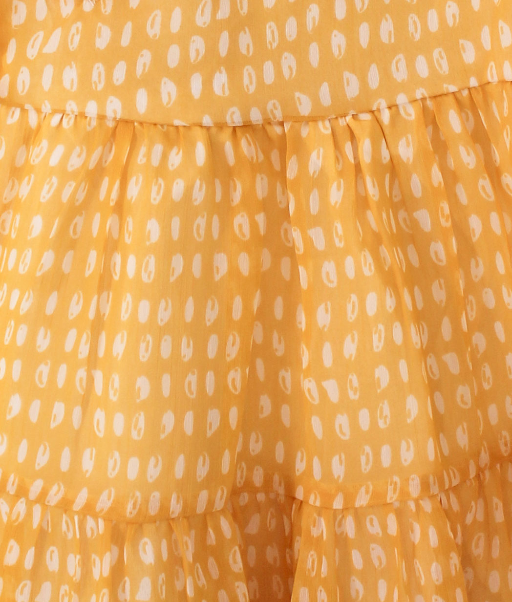 Qvink Flutter Sleeves Printed Dress  Yellow