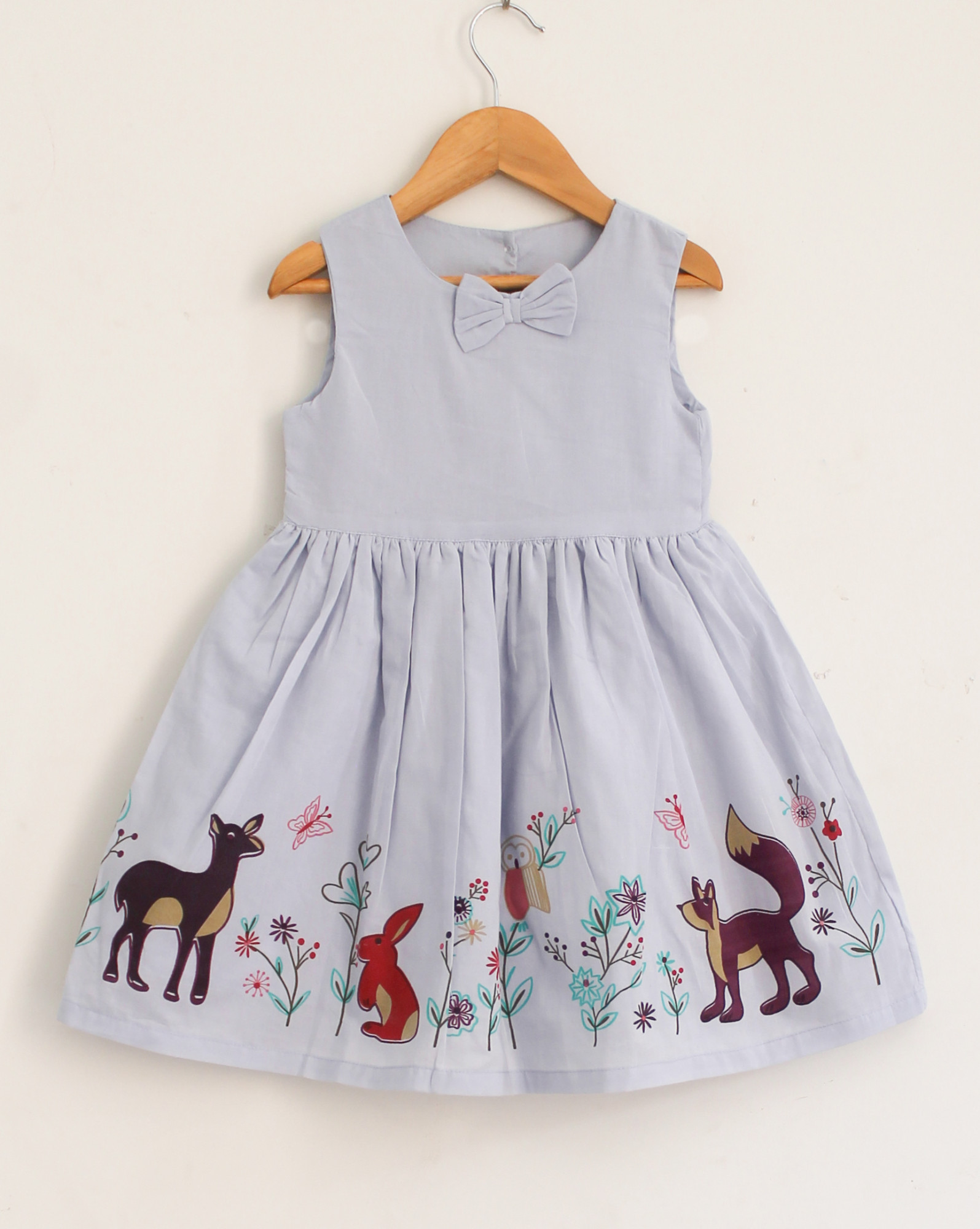 Qvink Animal Printed Bow Detailed Dress - Sky Blue