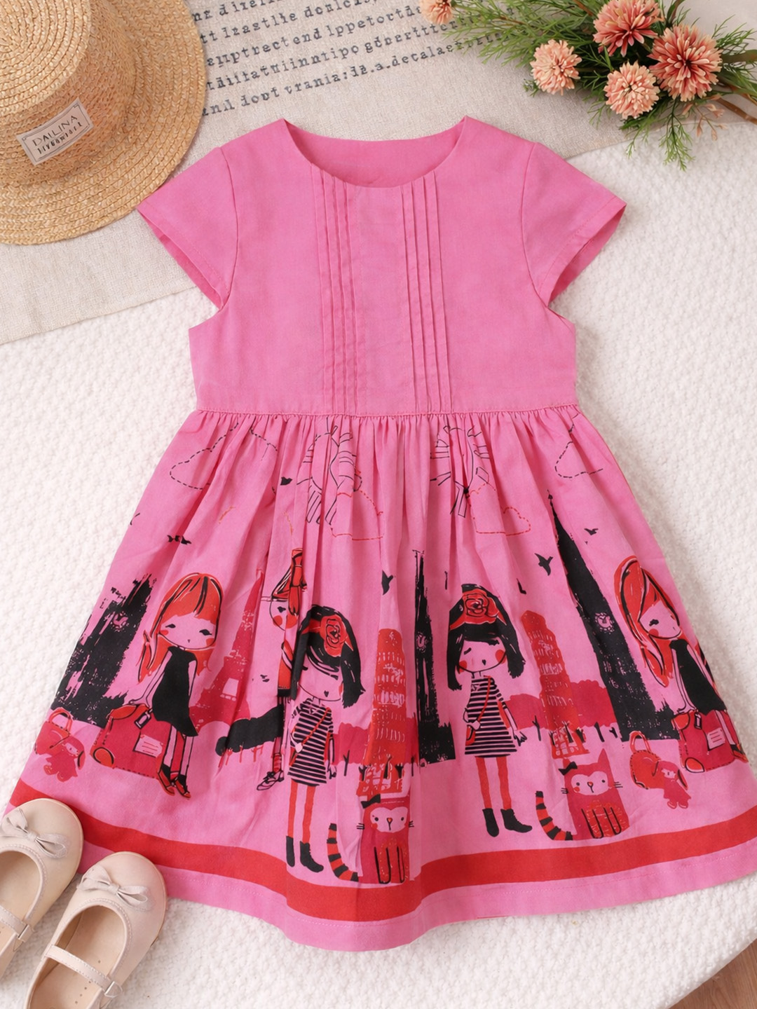 Qvink Printed Casual Dress  Pink