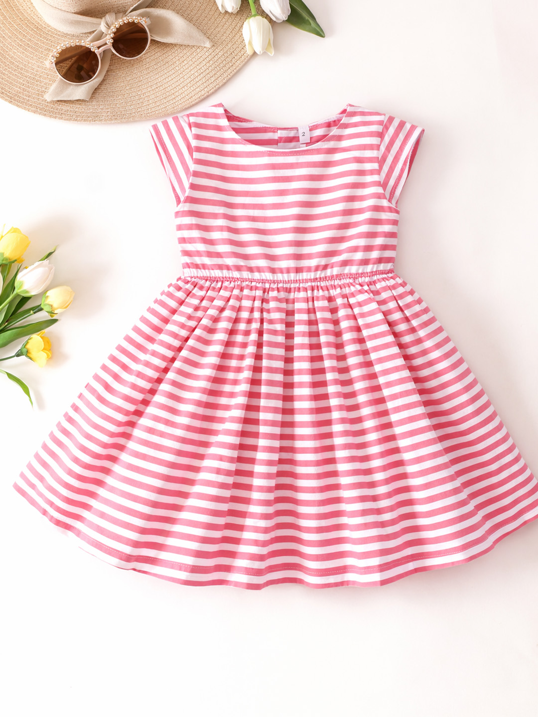 Qvink Striped Pattern Casual Dress  Red