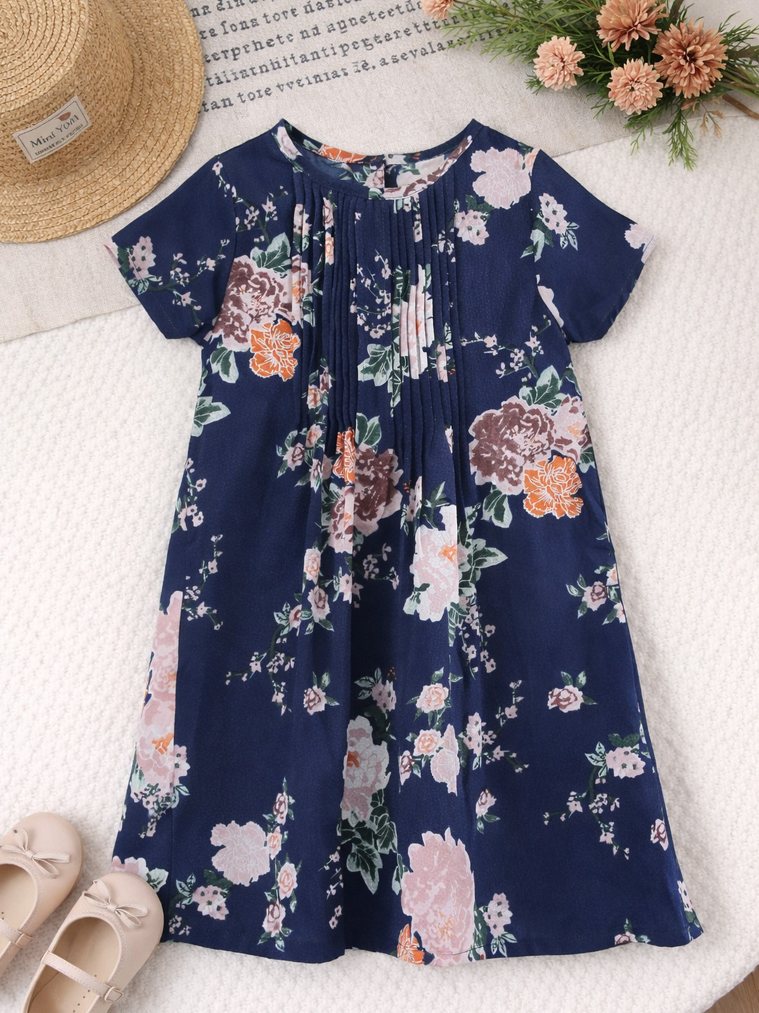 Qvink Floral Printed Casual Dress - Navy