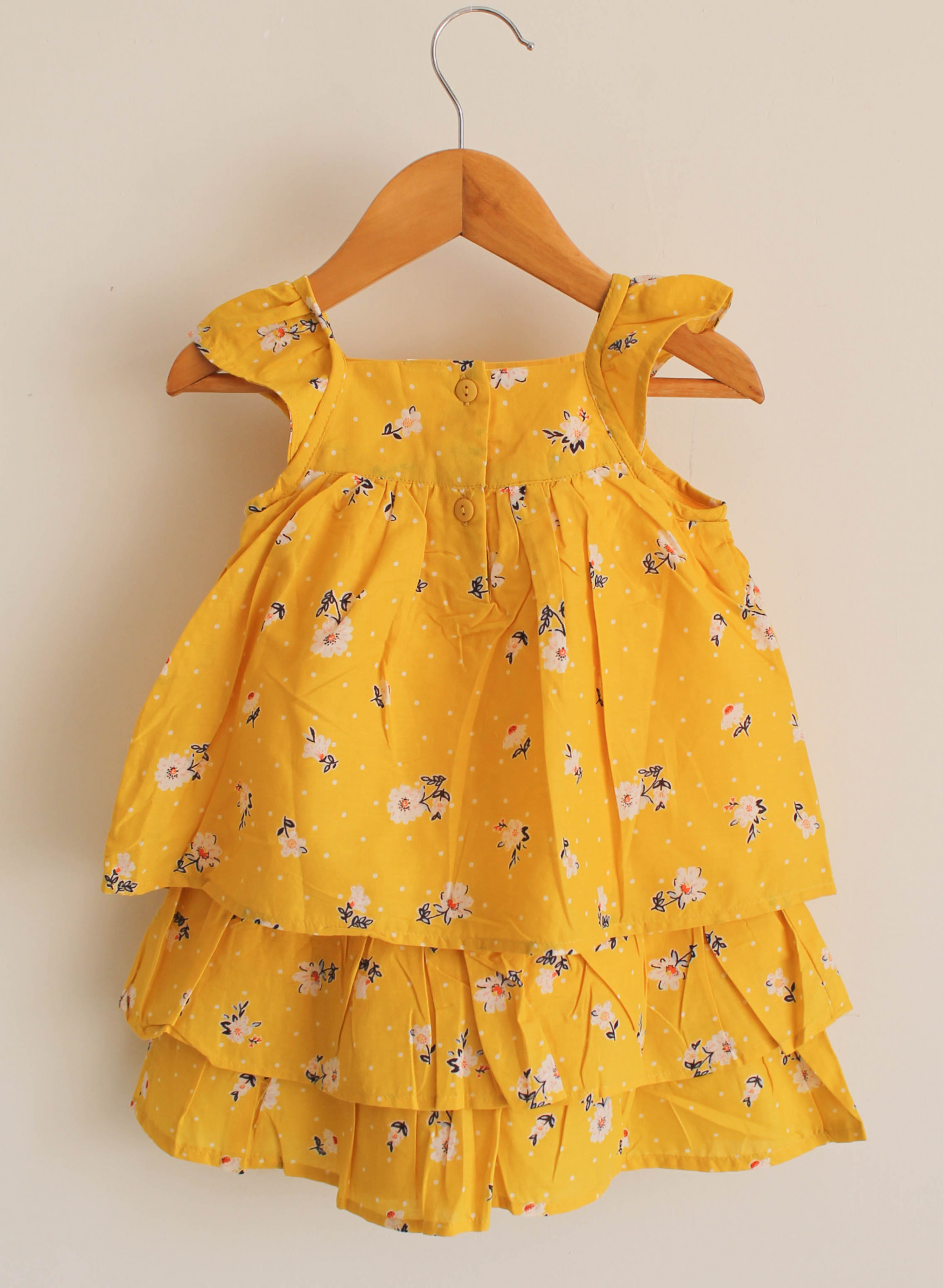 Qvink Floral Printed and Polka Dot Casual Dress  Yellow