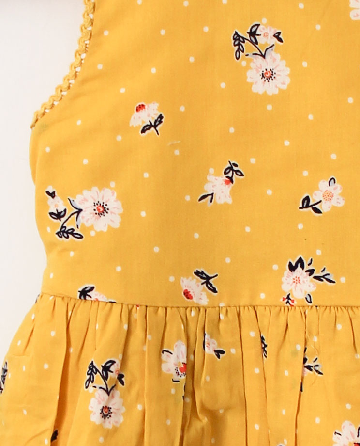 Qvink Floral Printed and Polka Dot Casual Dress  Yellow