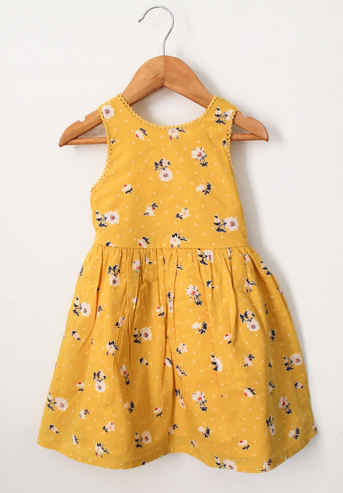 Image of Qvink Floral Printed and Polka Dot Casual Dress - Yellow