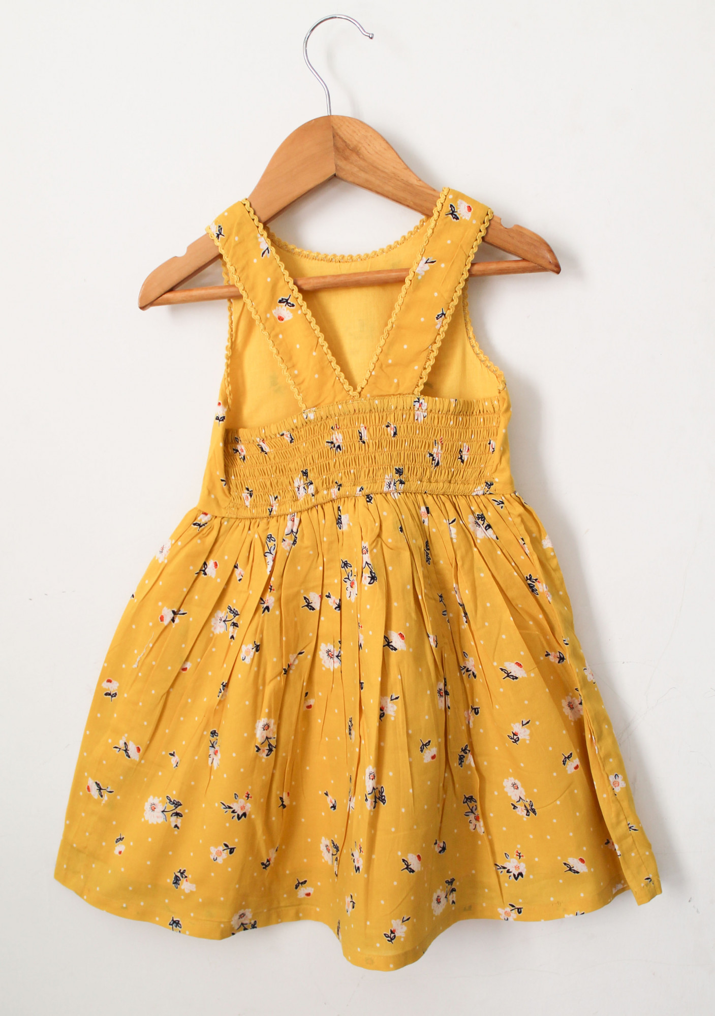 Qvink Floral Printed and Polka Dot Casual Dress  Yellow