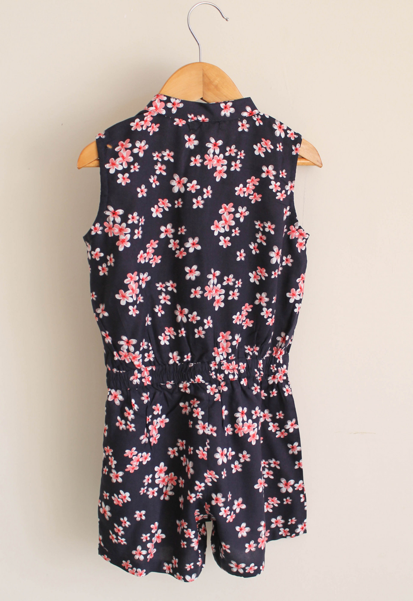 Qvink Floral Printed Playsuit for Girls - Navy