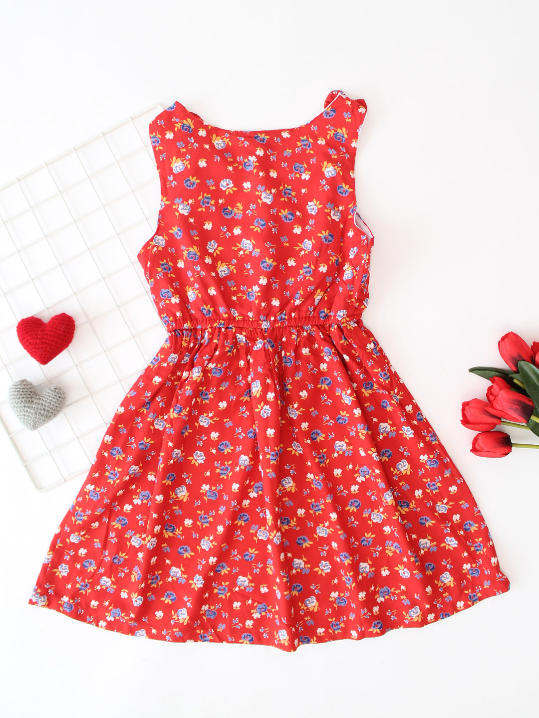 Qvink Floral Printed Casual Dress  Red