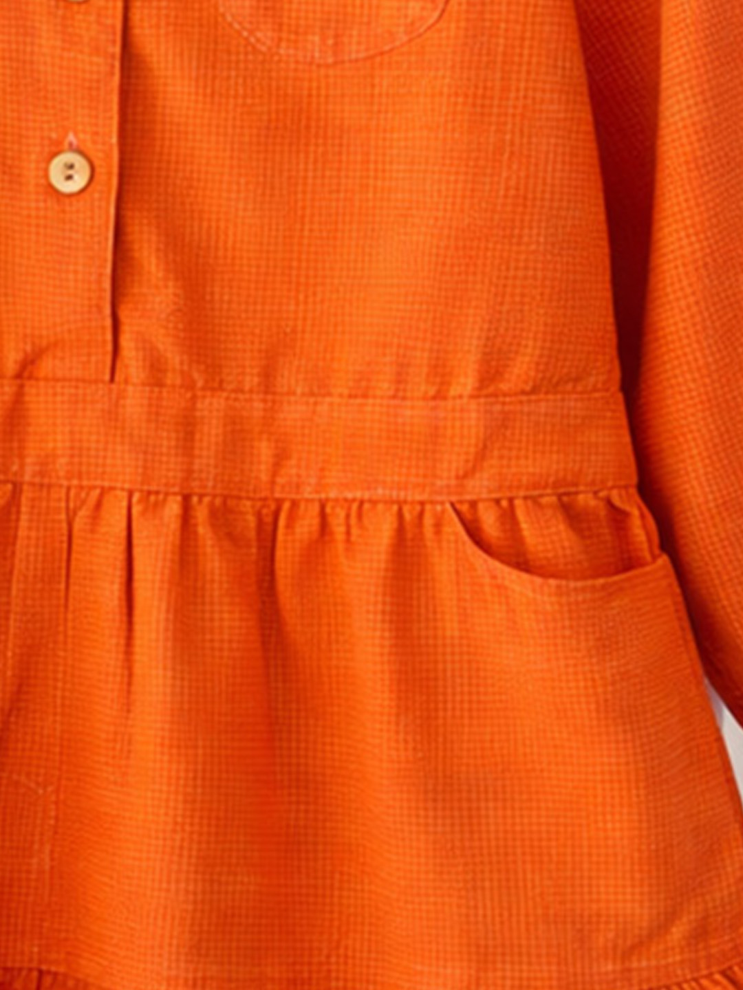 Qvink Corduroy Pocket Detailed Shirt Collar Dress - Orange