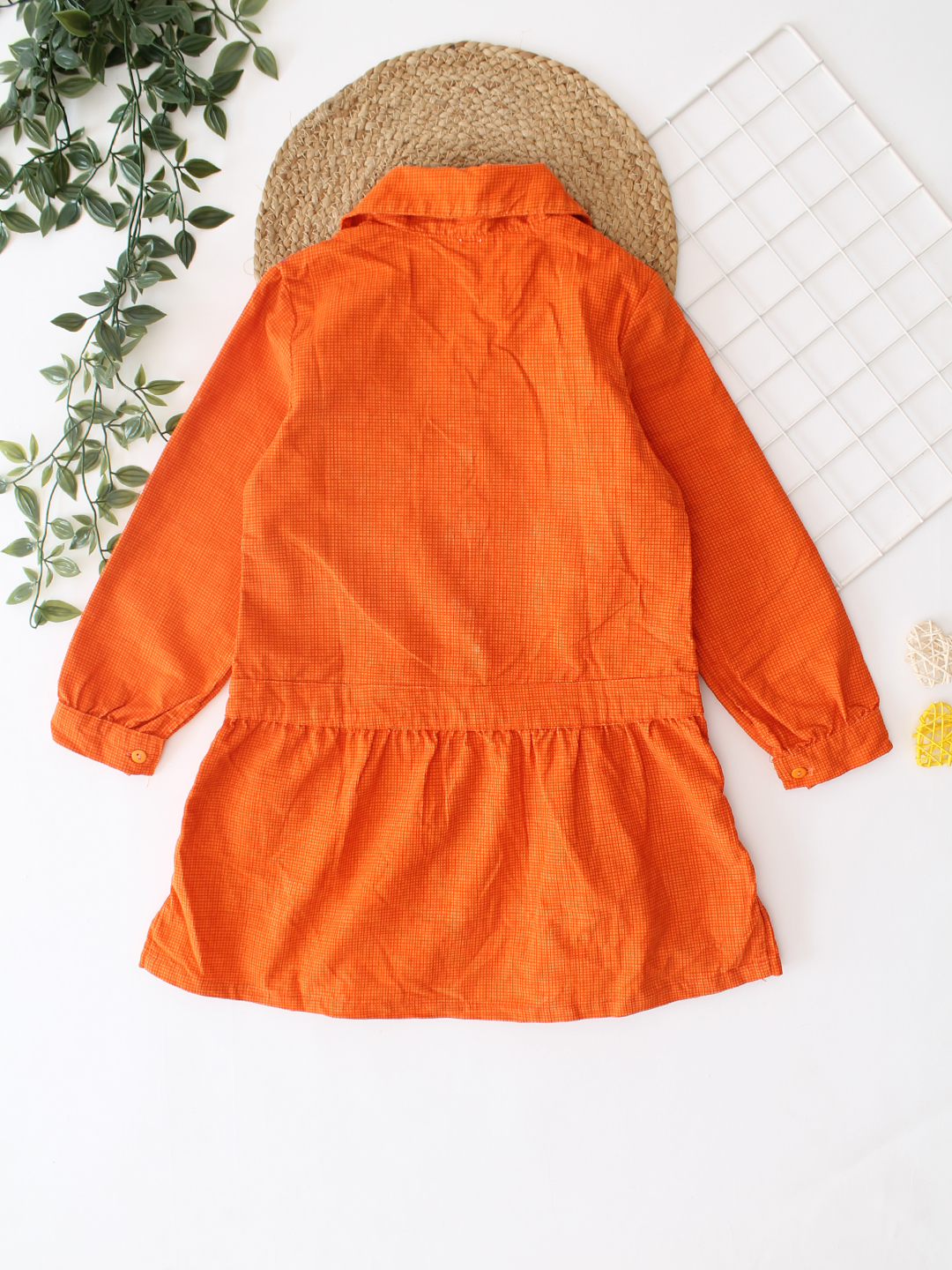 Qvink Pocket Detailed Shirt Collar Dress  Orange