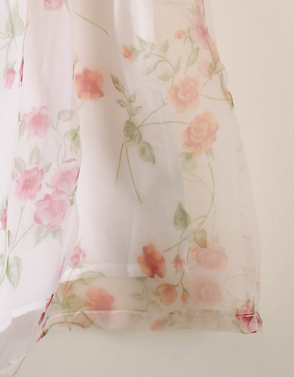 Qvink Organza Floral Printed Casual Dress - White
