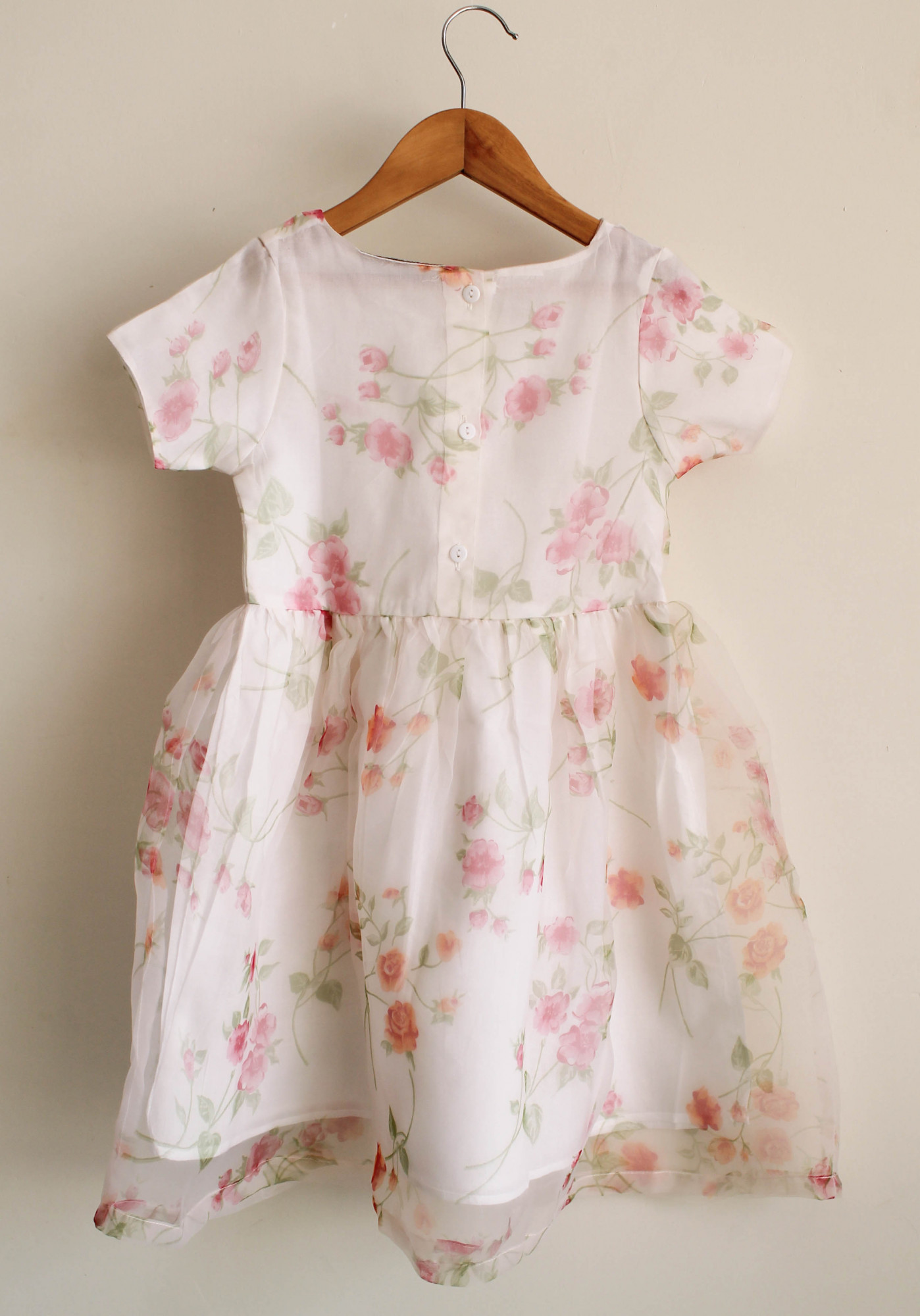 Qvink Organza Floral Printed Casual Dress - White