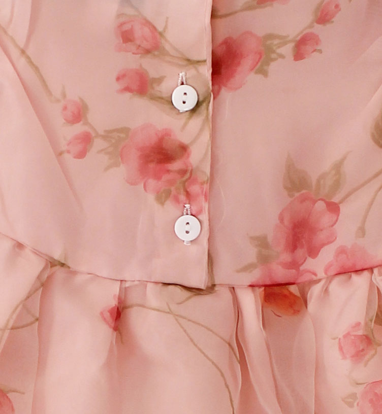 Qvink Organza Floral Printed Casual Dress - Pink