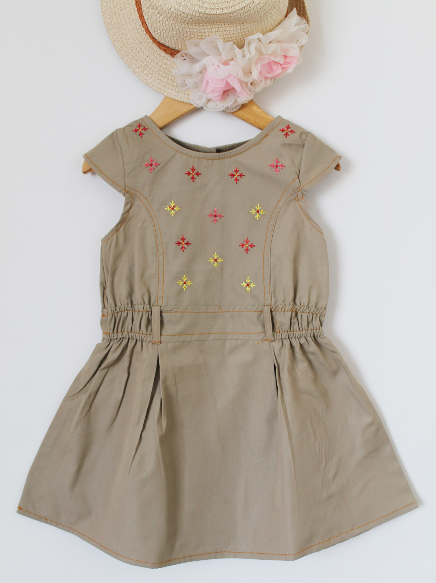 Qvink Embroidered Casual Dress  Beige